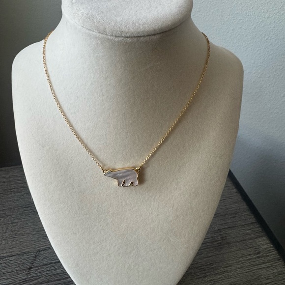 None Jewelry - Gold Polar Bear Pendant Necklace